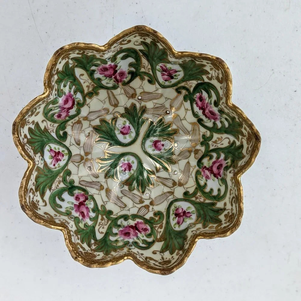 Vintage bone china berry bowl strainer